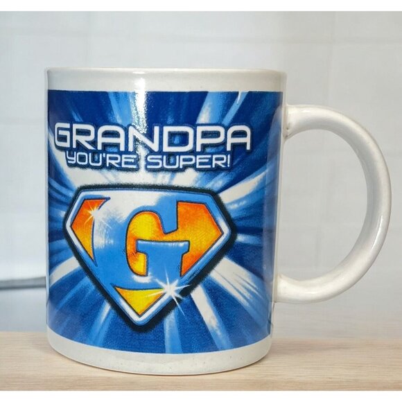 Grandpa you’re Super! Coffee Mug Tea Cup Multicolor Super G! Superhero 4" Tall - Picture 2 of 6
